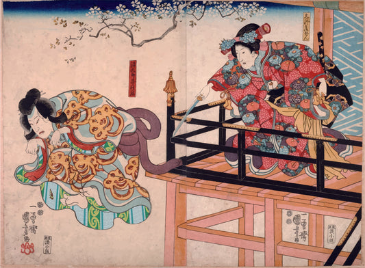 Lining textile : Yoshitsune Senbon Sakura義経千本桜 by Kuniyoshi UTAGAWA 歌川国芳 retouched by URAMASA 裏雅™